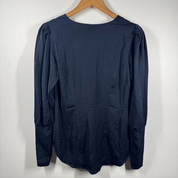 CAbi Top Women Size XS NWT Timeless Blue Blouse Pleated Shoulder Career Modest - Picture 2 of 8